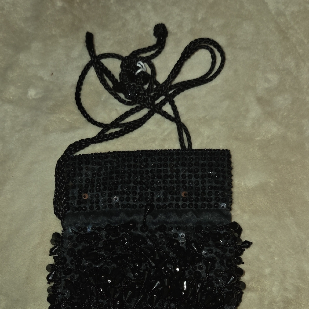 Chic Black Beaded Clutch